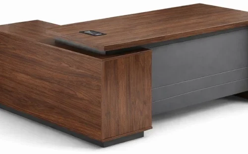 Faith Work Furnishings Lincoln Executive Desk Office Table – Walnut, Chair Included