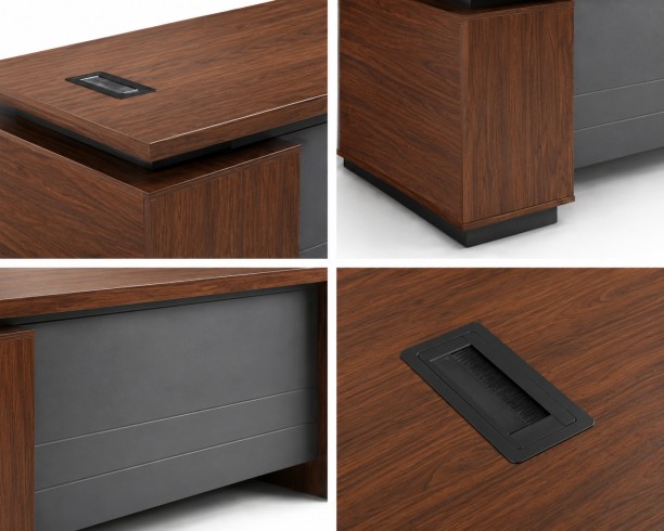 Faith Work Furnishings Lincoln Executive Desk Office Table – Walnut, Chair Included - Image 5