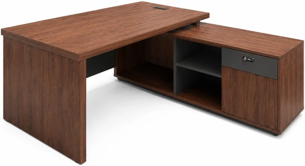 Faith Work Furnishings Lincoln Executive Desk Office Table – Walnut, Chair Included - Image 2