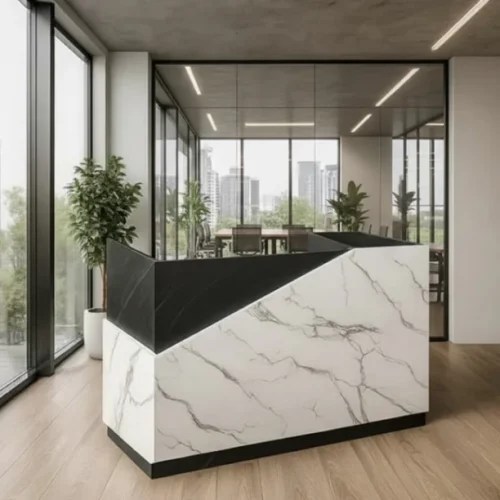 HOD Sona Modern Contrast 1.8m Reception Desk Office Table – Black, White