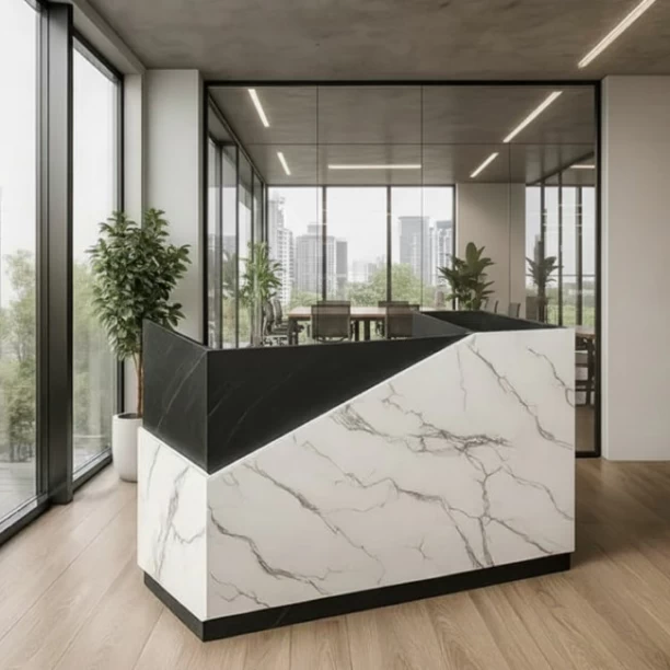 HOD Sona Modern Contrast 1.8m Reception Desk Office Table – Black, White