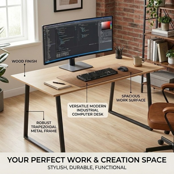 AFRISINO IMPORTS Modern Industrial Computer Desk - Image 5