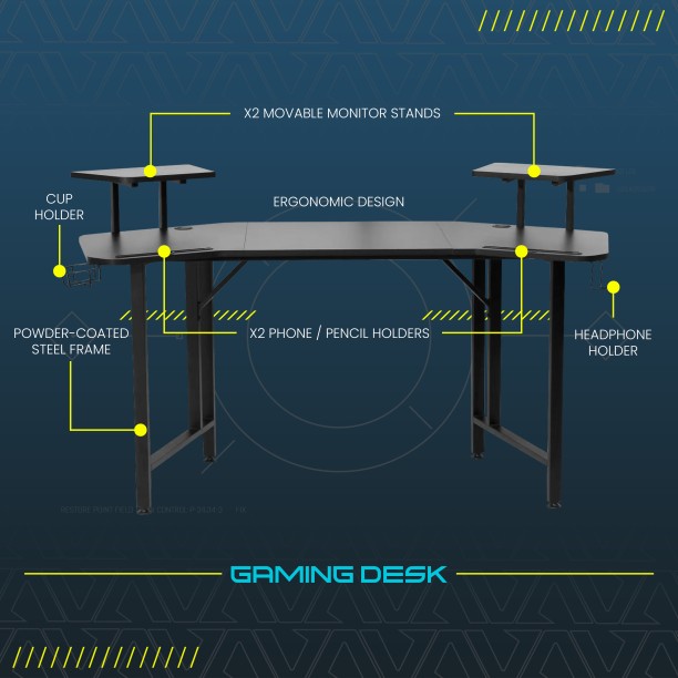 VX Gaming Saturn with Mat and Adjustable Monitor Stand Multipurpose Table – Black - Image 3