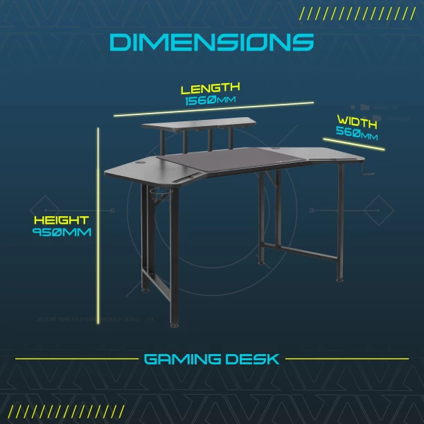 VX Gaming Saturn with Mat and Adjustable Monitor Stand Multipurpose Table – Black - Image 2