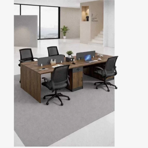 QandAHome Ashford 4 Seater Work Station Office Table – Multi Colour, Chair Included