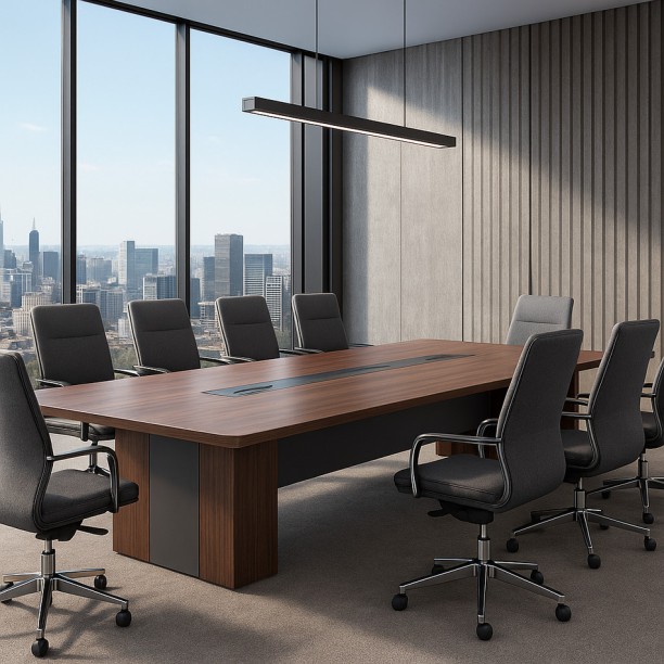 HOD Summit Integrated 3.2m Conference Table Conference Table – Dark Walnut - Image 2