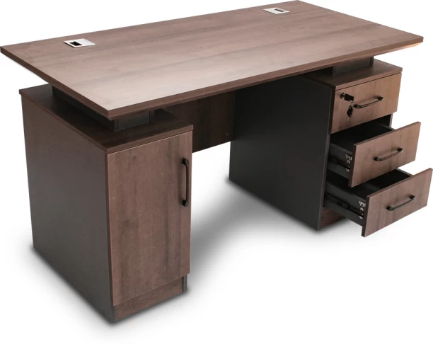 gof furniture 5814-3 & A908K - Morey Study Desk & Bistro Ergonomic Office Chair Office Table – Brown, Chair Included - Image 4