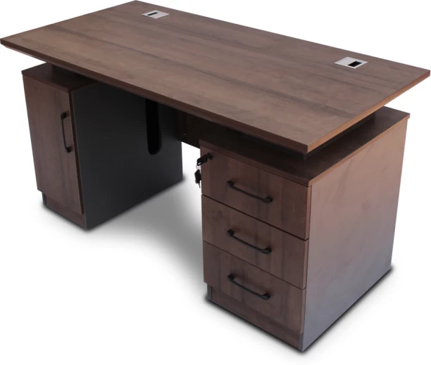 gof furniture 5814-3 & A908K - Morey Study Desk & Bistro Ergonomic Office Chair Office Table – Brown, Chair Included - Image 2