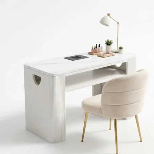 EBIRD Modern Nail Art Table & Chair Set Study Table – WHITE, Chair Included