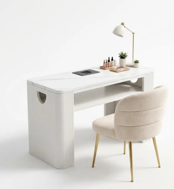 EBIRD Modern Nail Art Table & Chair Set Study Table – WHITE, Chair Included