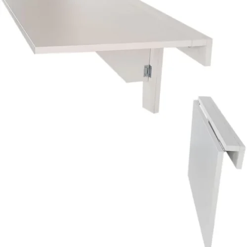 Spacesave Folding Wall Mounted Drop-Leaf Table 57x37cm Multipurpose Table – White