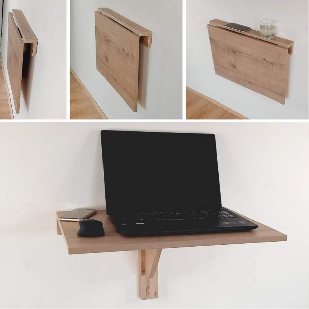 SpaceSave Folding Drop Leaf Multipurpose Table – Brown - Image 6