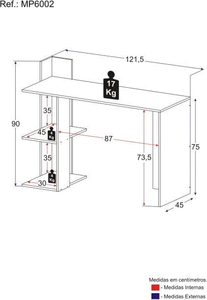 Bella Casa MP6002.0001 Office Table – White, Brown - Image 3
