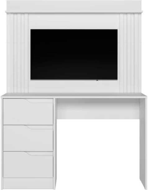 Designer Concepts Doble Panel Desk with Slatted Finish Office Table – White - Image 2