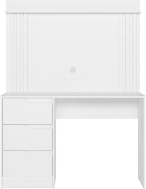 Designer Concepts Doble Panel Desk with Slatted Finish Office Table – White - Image 3