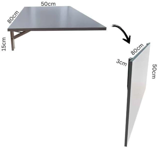 SpaceSave EEZY Fold Down Wall Mounted Study Desk Multipurpose Table – Grey - Image 2