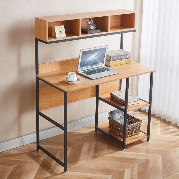 RSQQAV Computer Desk Student Table Gaming Desk Office Workstation with Shelves Multipurpose Table – WOOD - Image 7