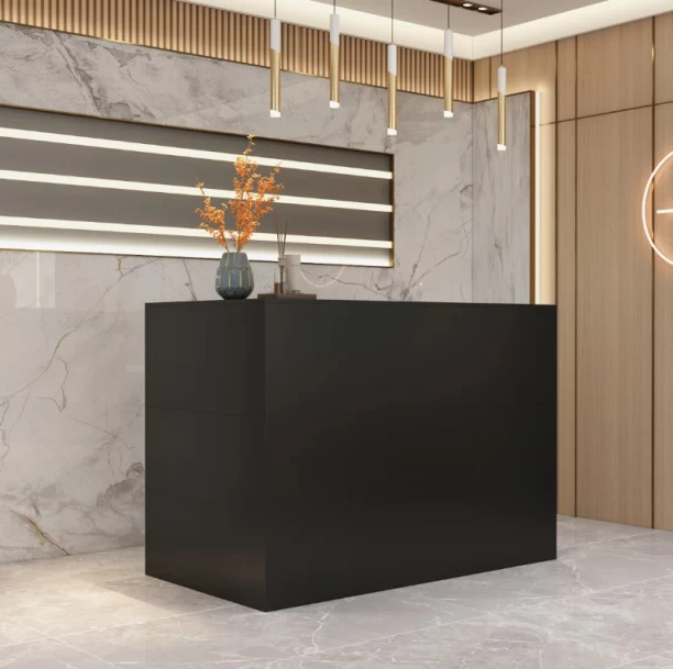 ITASS Deco Ada Reception Desk Black Office Table – Black Satin Finish - Image 4