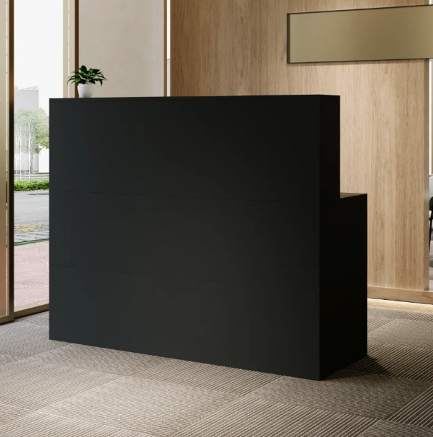 ITASS Deco Ada Reception Desk Black Office Table – Black Satin Finish - Image 3