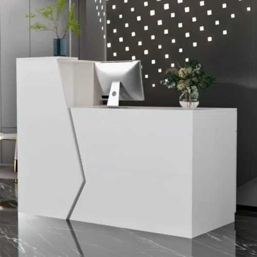 ITASS Deco Layla Reception Desk White Office Table – White Satin Finish