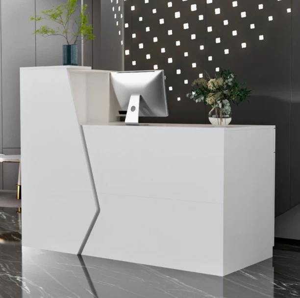 ITASS Deco Layla Reception Desk White Office Table – White Satin Finish