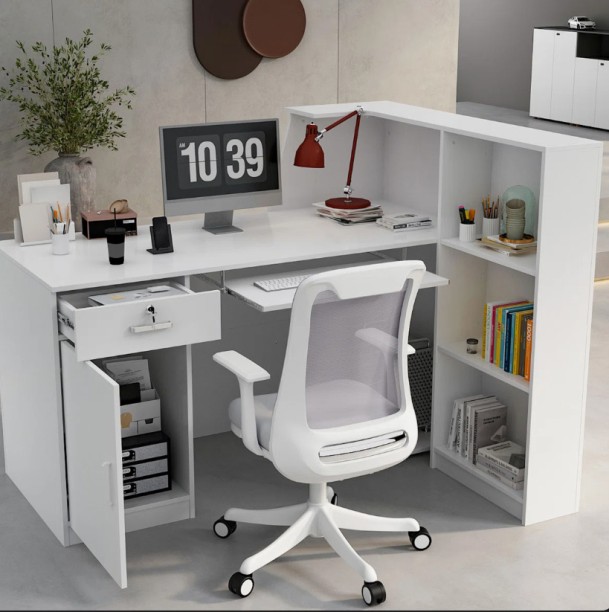 ITASS Deco Layla Reception Desk White Office Table – White Satin Finish - Image 2
