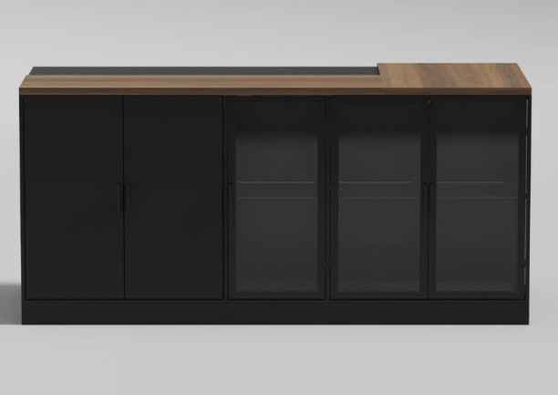 ITass Deco Lala Reception Desk Office Table – Black Satin Finish, Glass Doors - Image 3