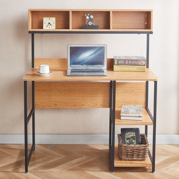RSQQAV Computer Desk Student Table Gaming Desk Office Workstation with Shelves Multipurpose Table – WOOD - Image 6