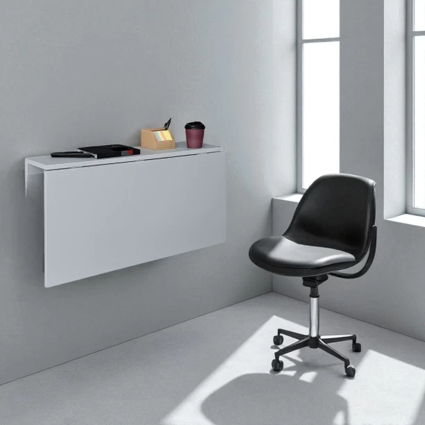 SpaceSave Smartfold Wall-Mounted Drop Leaf Table 100x53cm - Grey Whisper Multipurpose Table