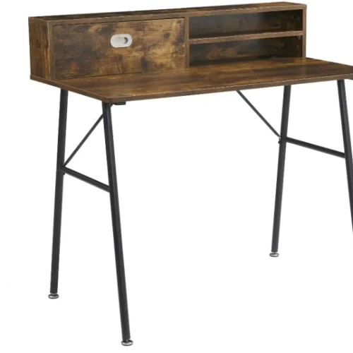 Anchor 2 tier Computer Office Desk with shelves Study Table; Brown Study Table