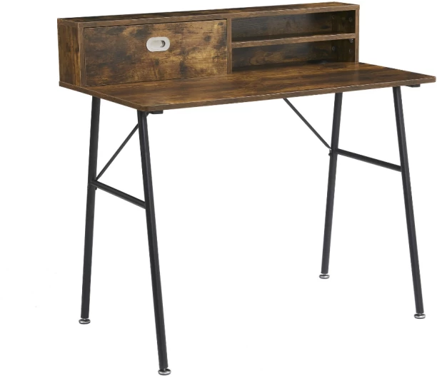 Anchor 2 tier Computer Office Desk with shelves Study Table; Brown Study Table