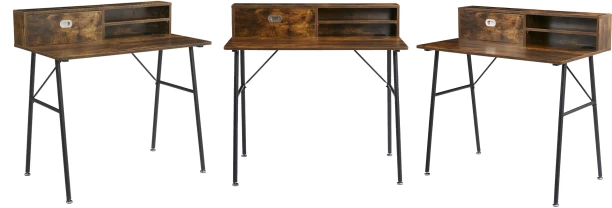 Anchor 2 tier Computer Office Desk with shelves Study Table; Brown Study Table - Image 3