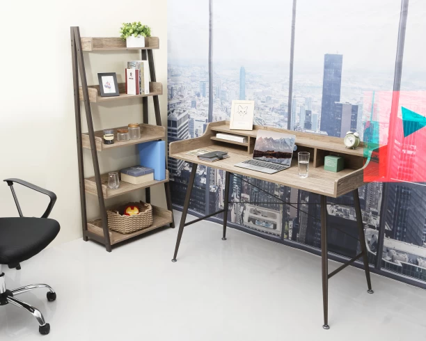 Everfurn Aegla Desk with Stationary Compartments & Cable Management System Office Table – Brown - Image 4