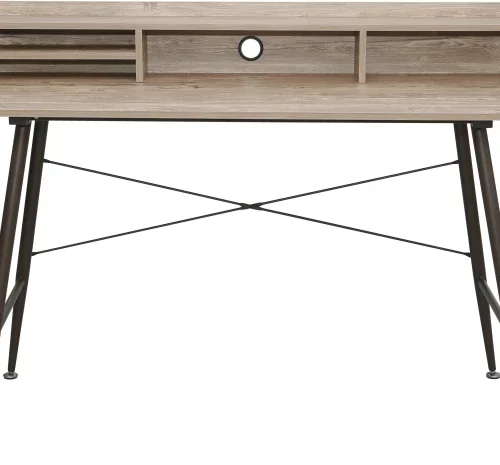 Everfurn Aegla Desk with Stationary Compartments & Cable Management System Office Table – Brown