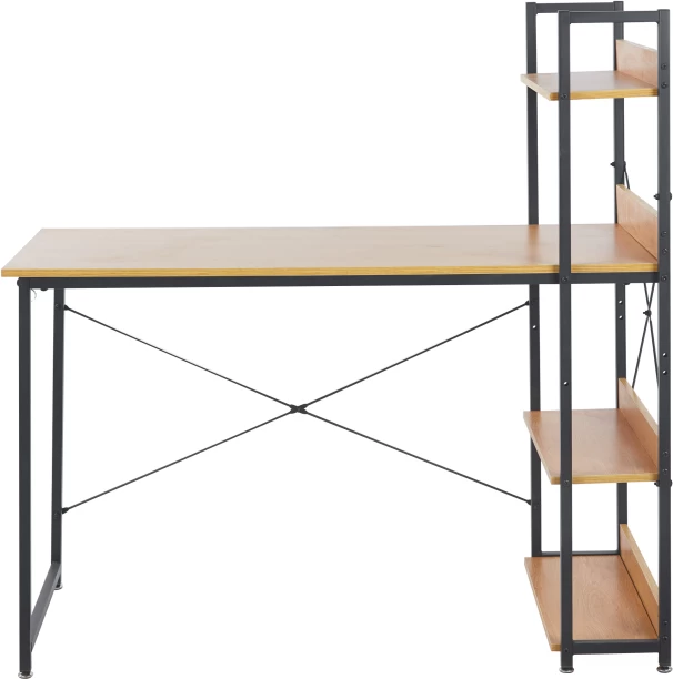 Artisign Computer Desk with Storage Shelves, 47 Inch Home Office Desk, Reversible Bookshelf Design, Study, Gaming & Workstation Desk,Natural Wood Office Table – Natural wood color
