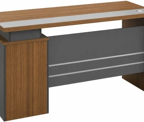Faith Work Furnishings 1.4 Charlie Office Table Office Table – Walnut, Chair Included