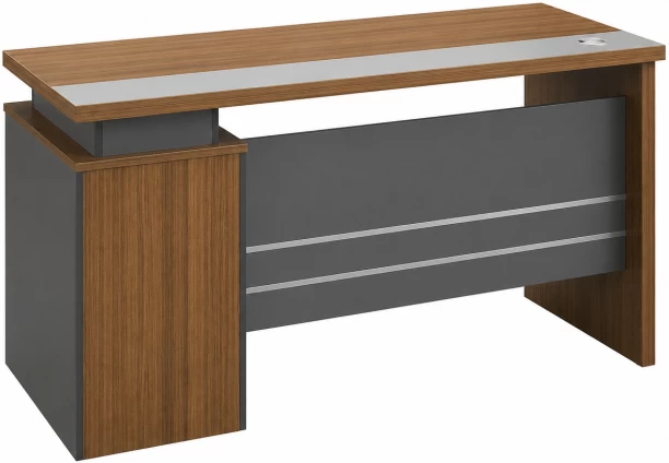 Faith Work Furnishings 1.4 Charlie Office Table Office Table – Walnut, Chair Included