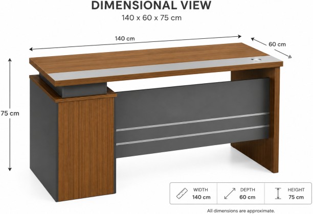 Faith Work Furnishings 1.4 Charlie Office Table Office Table – Walnut, Chair Included - Image 3