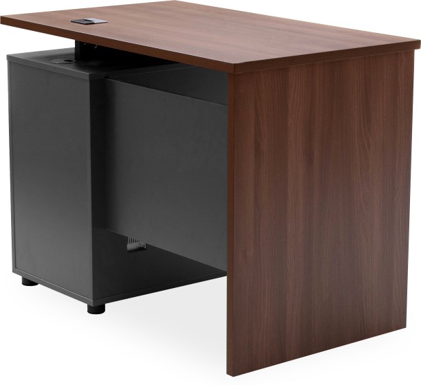 KC Furn Executive Office Desk with Lockable Cabinet Office Table – Walnut - Image 3