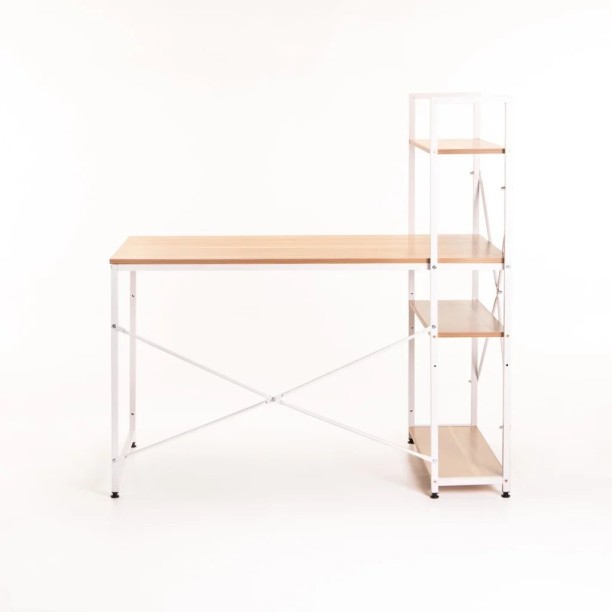 Luka 120cm DESK WITH SHELF Office Table – Beech - Image 4