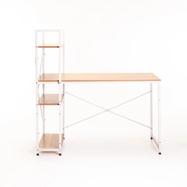 Luka 120cm DESK WITH SHELF Office Table – Beech - Image 2