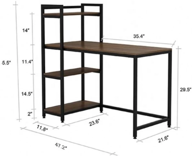 QandAHome Cedar 1.2m Organized Wooden Office Desk Multipurpose Table – Brown, Black - Image 2