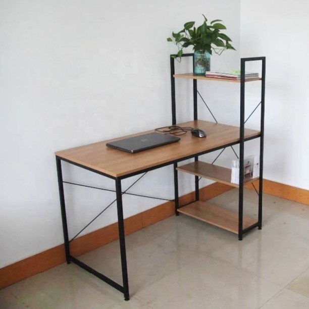 QandAHome Cedar 1.2m Organized Wooden Office Desk Multipurpose Table – Brown, Black - Image 3