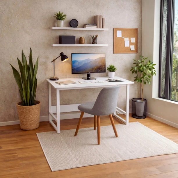Sub Urban Decor Compact Student Desk with Shelf Study Table – White - Image 3