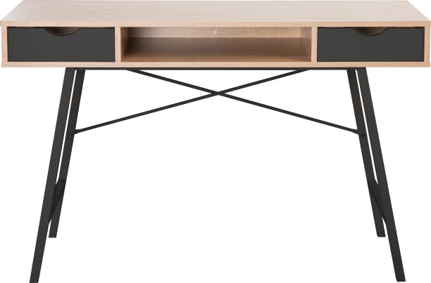 Everfurn Rain Desk Office Table – Oak & Black - Image 2