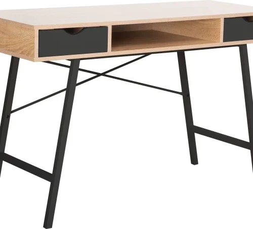 Everfurn Rain Desk Office Table – Oak & Black