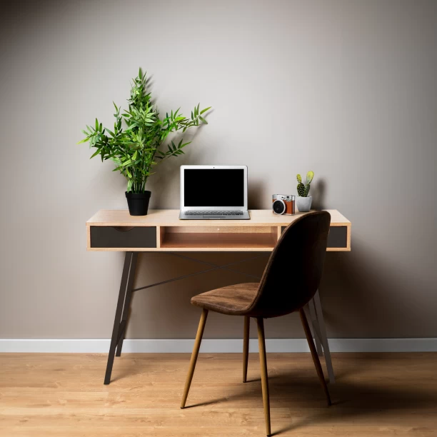 Everfurn Rain Desk Office Table – Oak & Black - Image 4