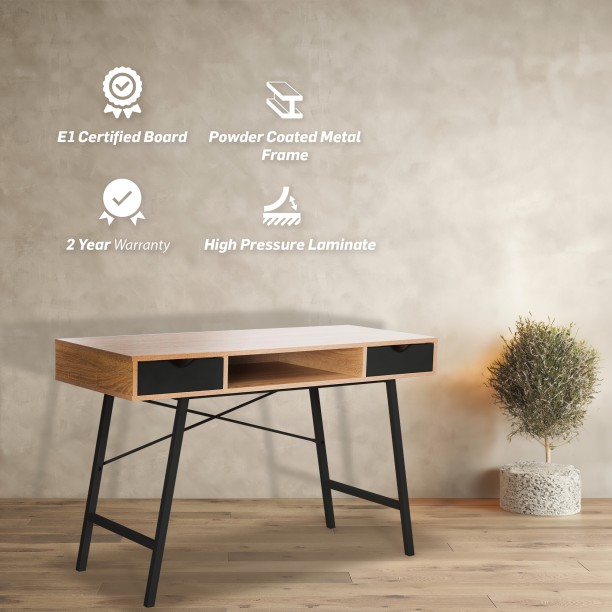 Everfurn Rain Desk Office Table – Oak & Black - Image 5