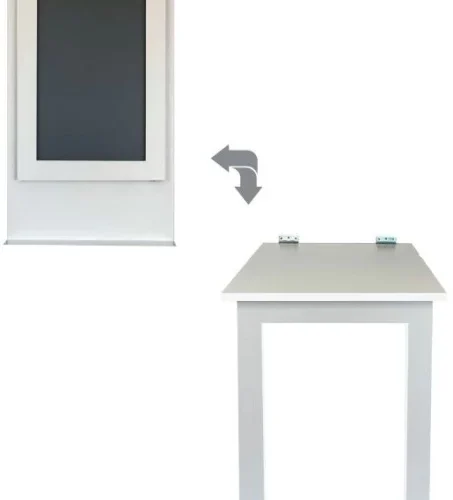 SpaceSave Fold Up Wall Mounted Desk & Blackboard 100x60cm Multipurpose Table – White