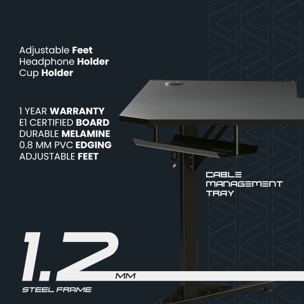 Everfurn Rampage Gaming Desk – Black - Image 4